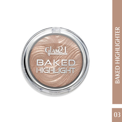 GLAM21 Baked Highlighter With Silky Pigments & Mettalic Finish - Shade 03