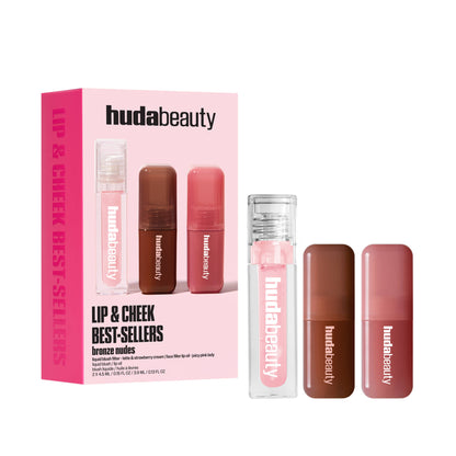 Huda Beauty Lip & Cheek Best-Sellers Bronze Nudes Set