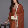 Dhiyona VA Women'sEthnic Motifs Zari Embroidered Kurta with Trousers & Dupatta