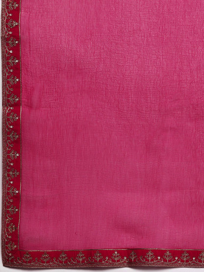 Dhiyona IE Women Ethnic Motifs Yoke Design Regular Sequinned Kurta with Trousers & Dupatta