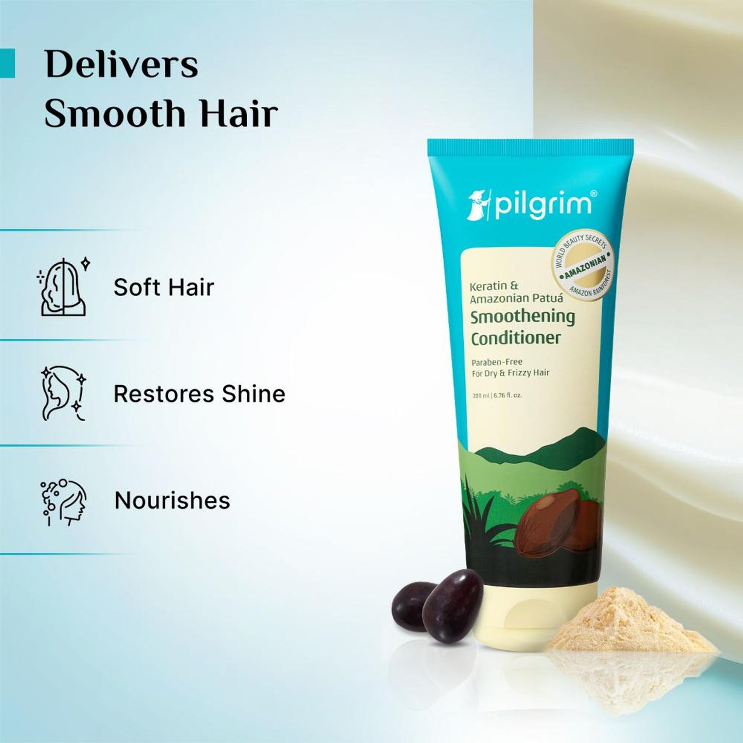 Pilgrim Amazonian Patua & Keratin Hair Smoothing Conditioner for Dry & Frizzy Hair Paraben Free