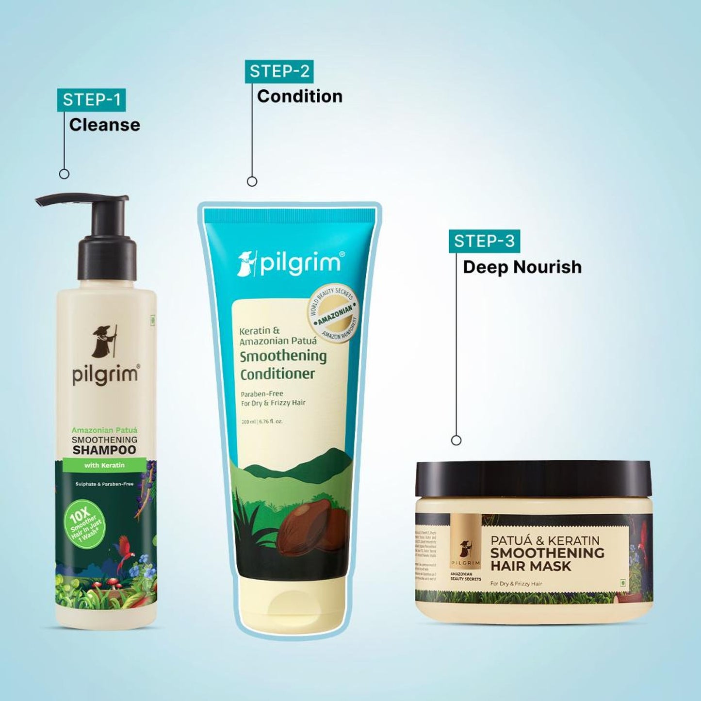 Pilgrim Amazonian Patua & Keratin Hair Smoothing Conditioner for Dry & Frizzy Hair Paraben Free