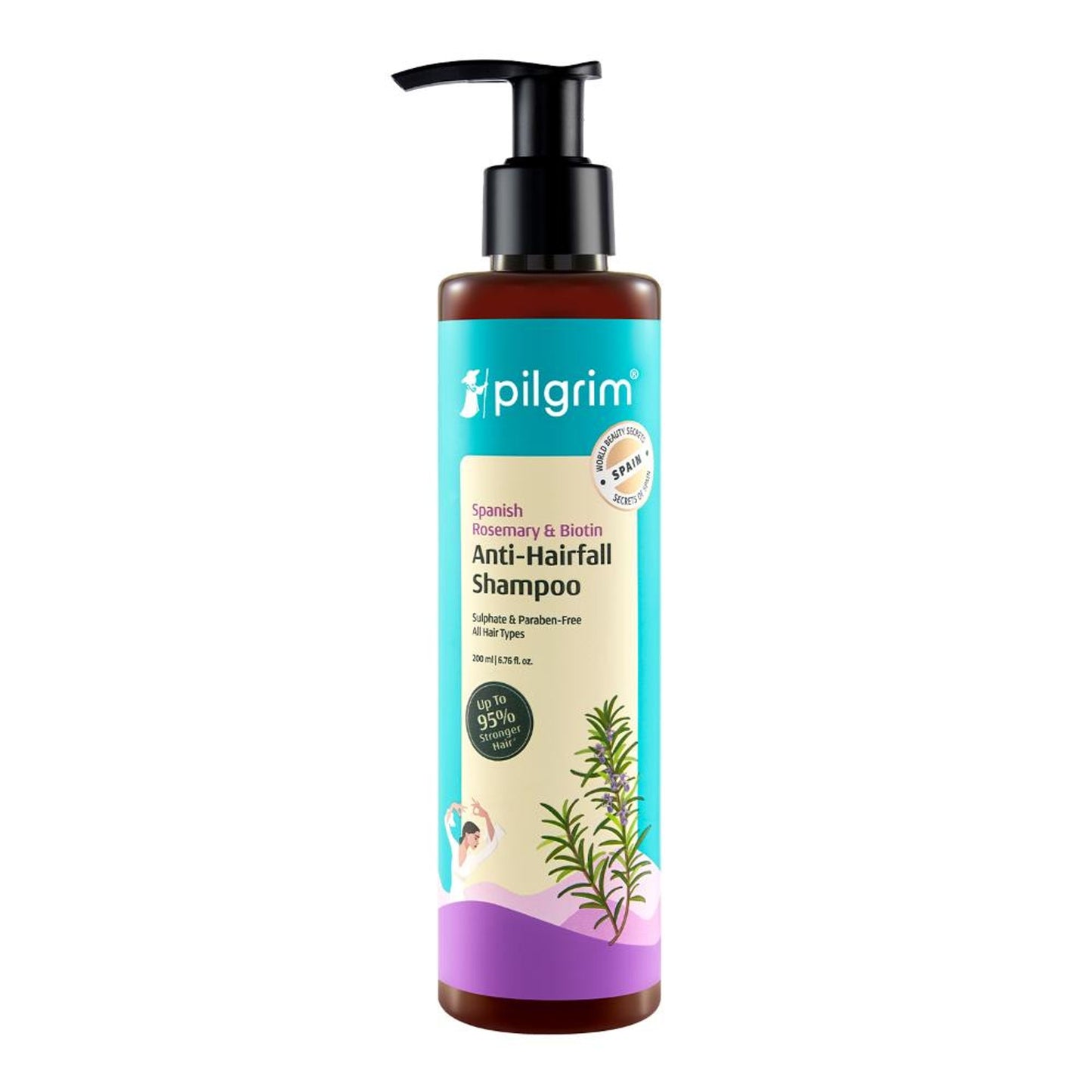 Pilgrim Spanish Rosemary & Biotin Anti Hairfall Control Shampoo Reduce Hairfall Upto 95% Strong Hair