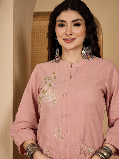 Indyancart SN Women's Embroidered A-Line Kurta With Trousers