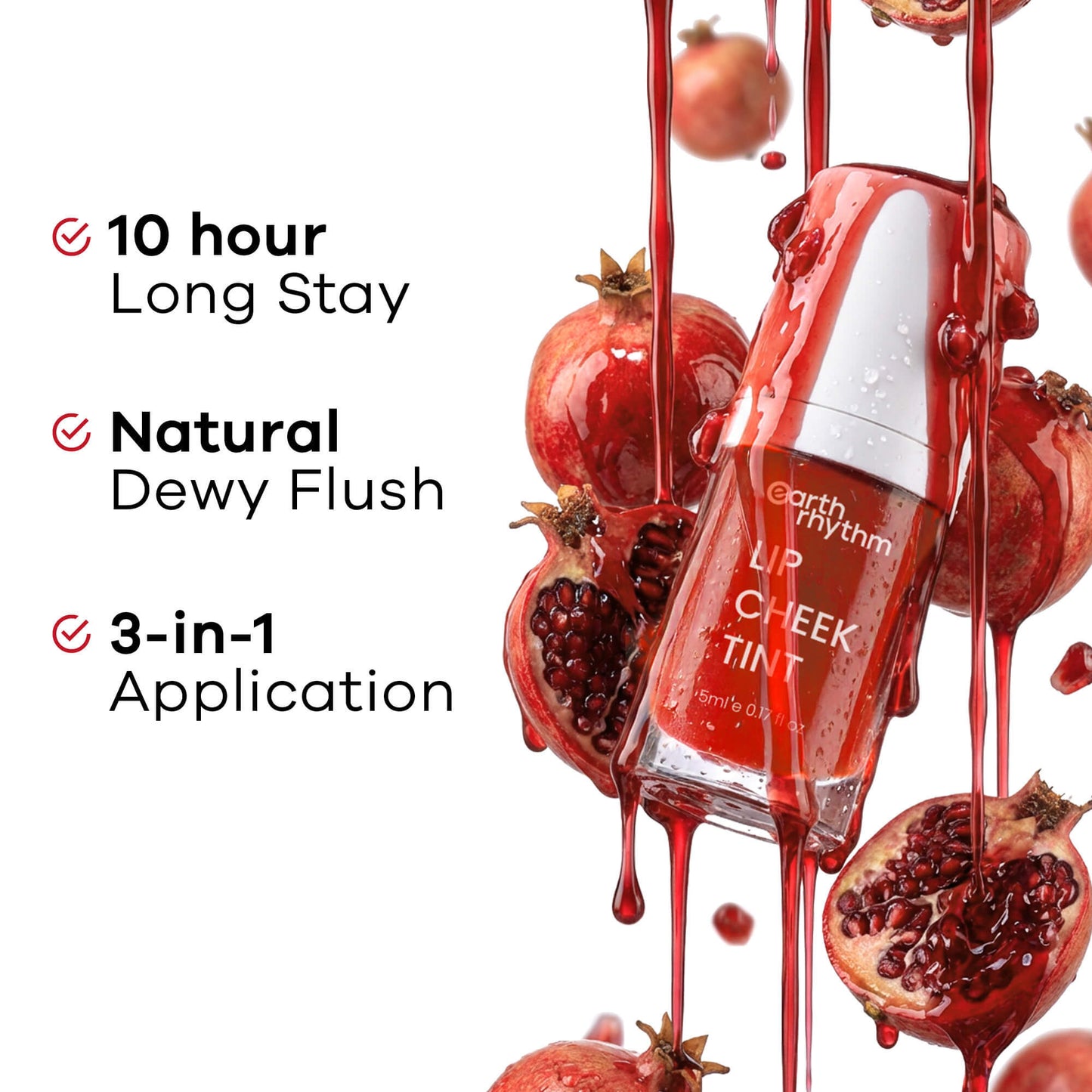 Earth Rhythm Tender Tint For Lip & Cheek With Pure Plant Pigments 10 H Stay - Cherry