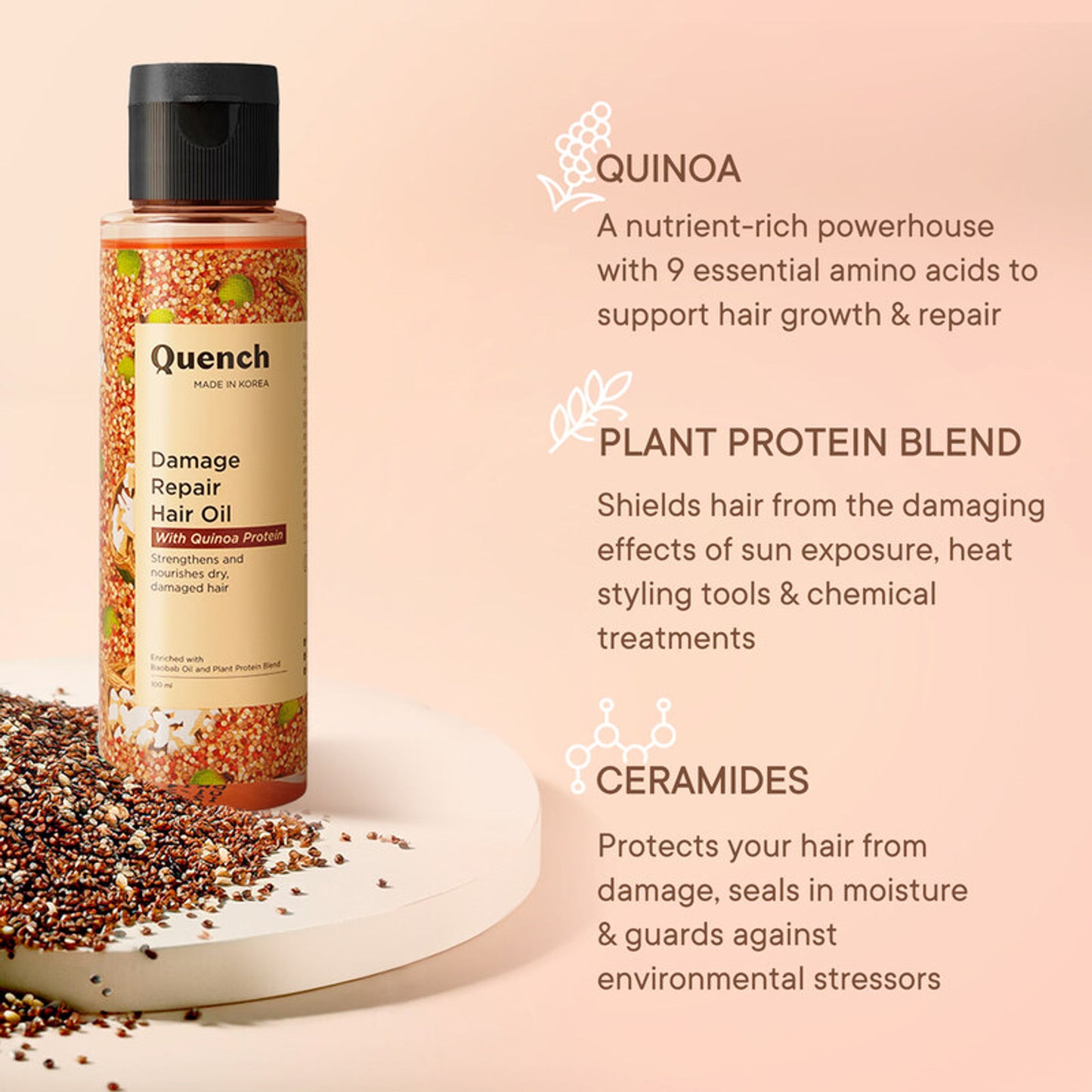 Quench Damage Repair Hair Oil With Quinoa Protein