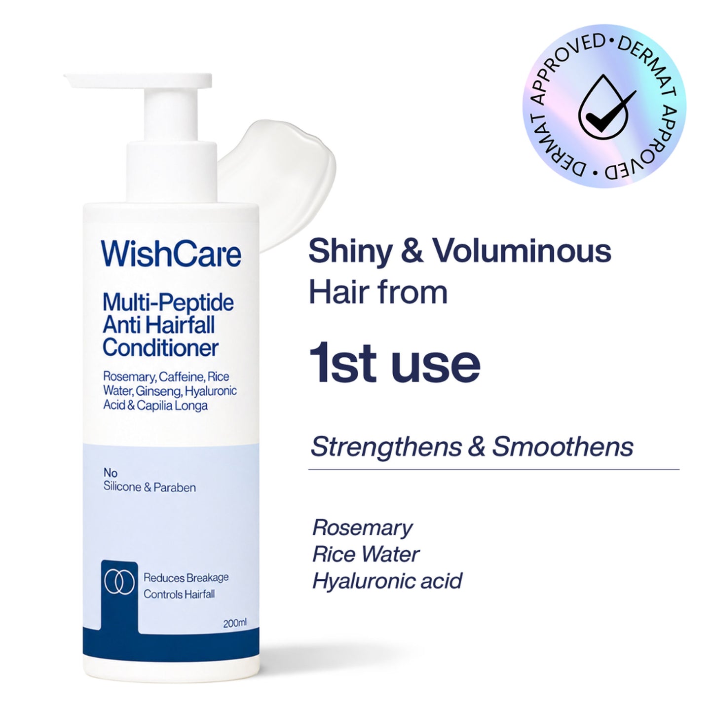 WishCare Multi Peptide Anti Hairfall Conditioner with Rosemary - Controls Hairfall - Adds Shine