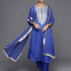 Indyancart VA Women'sBandhani Printed Gotta Patti & Zari Embroidered Kurta & Trousers With Dupatta