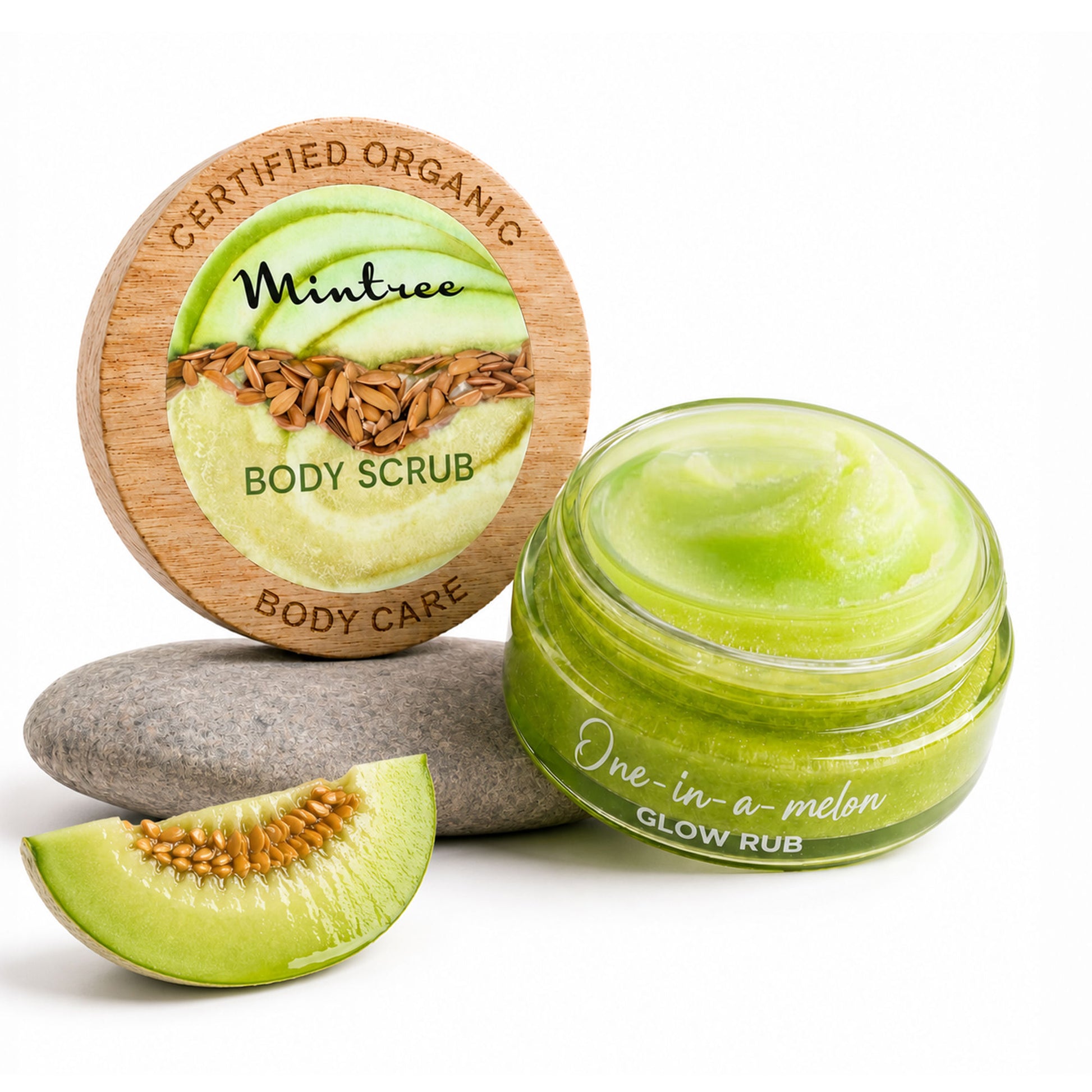 Mintree Certified Organic & Vegan, Unisex Melon Exfoliating Sugar Scrub for Tan Removal & Soft-Smooth-Glowing Skin, Brightens Skin & Reduces Ingrown Hair