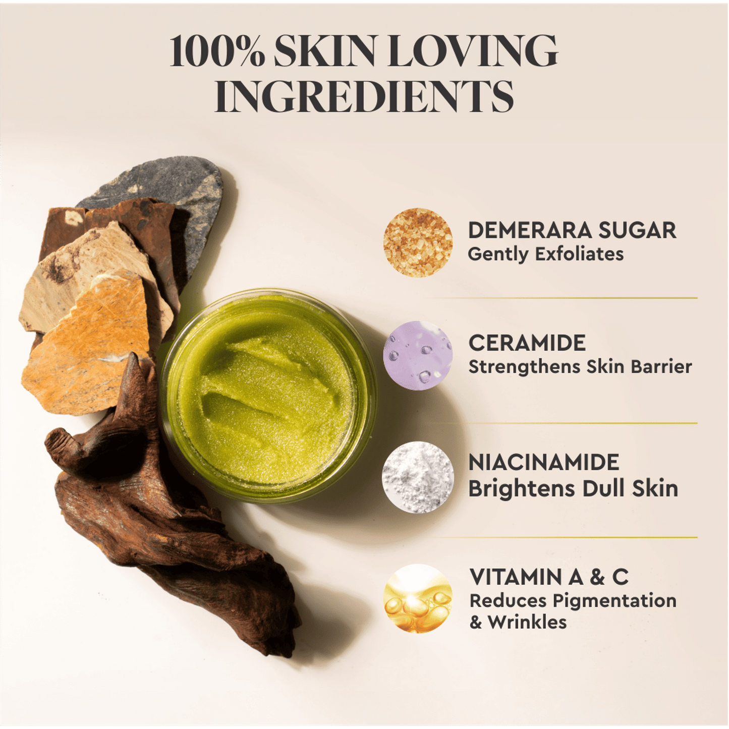 Mintree Certified Organic & Vegan, Unisex Melon Exfoliating Sugar Scrub for Tan Removal & Soft-Smooth-Glowing Skin, Brightens Skin & Reduces Ingrown Hair