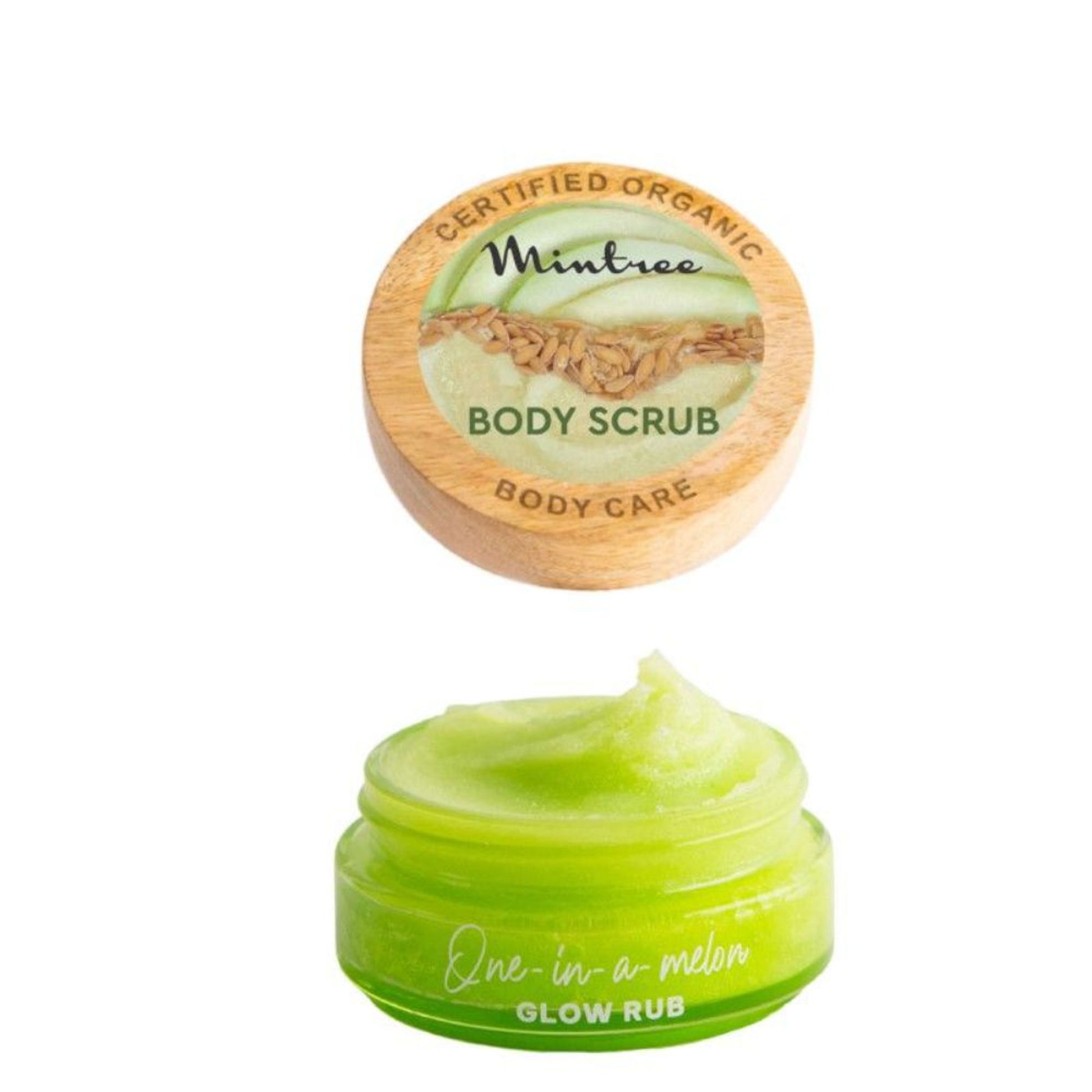Mintree Certified Organic & Vegan, Unisex Melon Exfoliating Sugar Scrub for Tan Removal & Soft-Smooth-Glowing Skin, Brightens Skin & Reduces Ingrown Hair