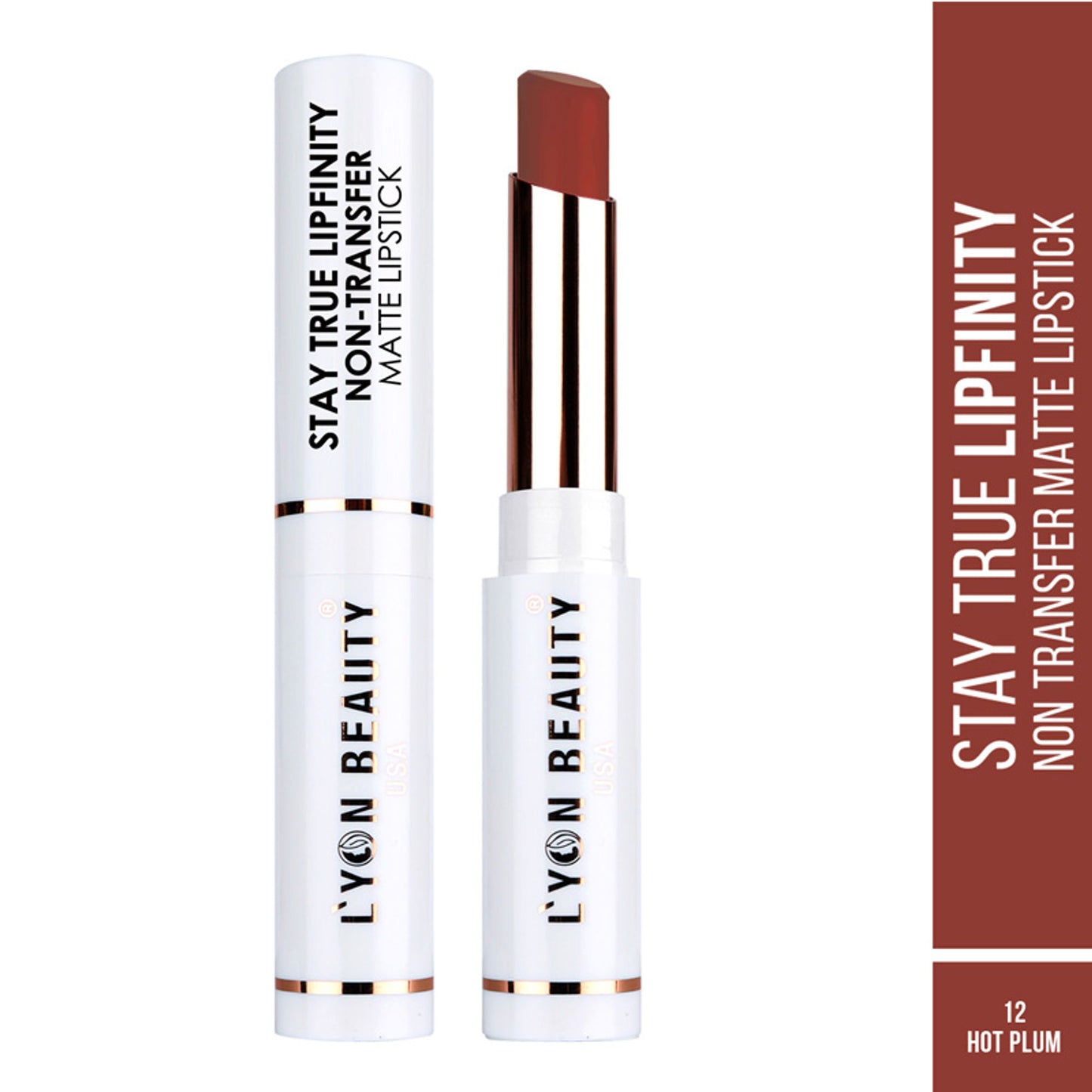 Lyon Beauty Stay True Lipfinity Non Transfer Matte Lipstick - Hot Plum 12