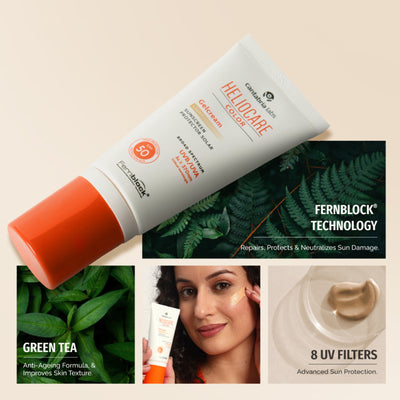 Heliocare Color Gel Cream Tinted Sunscreen SPF 50 Uva & Uvb Protection, No White Cast, Dewy Finish