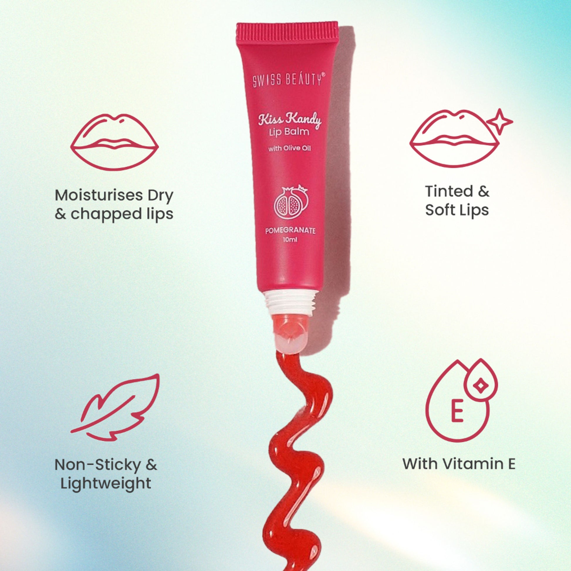 Swiss Beauty Kiss Kandy Tinted Lip Balm, Non-Sticky with Olive Oil & Vitamin E - 04 Mulberry
