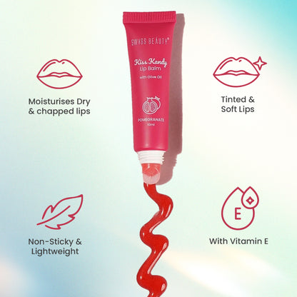 Swiss Beauty Kiss Kandy Tinted Lip Balm, Non-Sticky with Olive Oil & Vitamin E - 04 Mulberry