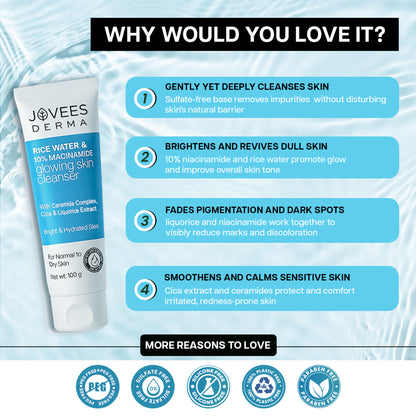 Jovees Derma Rice Face Water 10% Niacinamide Glowing Skin Cleanser