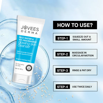 Jovees Derma Rice Face Water 10% Niacinamide Glowing Skin Cleanser