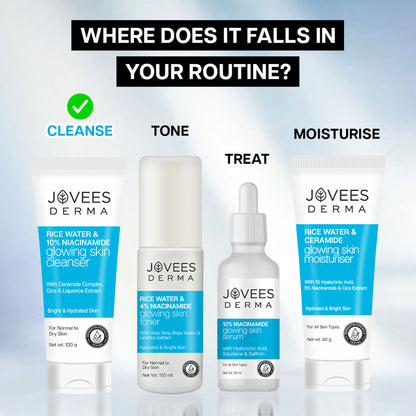 Jovees Derma Rice Face Water 10% Niacinamide Glowing Skin Cleanser