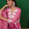 Dhiyona SN Women's Floral Embroidered V-Neck A-Line Kurta With Trousers & Dupatta