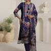 Dhiyona IE Motif Printed Notch Neck Chinon Mirror Work Straight Kurta & Palazzo With Dupatta