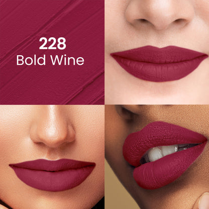 Swiss Beauty Pure Matte Lipstick , Non-Drying, Smooth Glide, Long Lasting - 228 Bold Wine