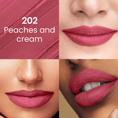 Swiss Beauty Pure Matte Lipstick , Non-Drying, Smooth Glide, Long Lasting - 202 Peaches N Cream
