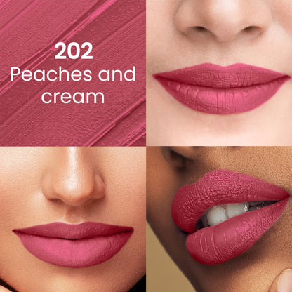Swiss Beauty Pure Matte Lipstick , Non-Drying, Smooth Glide, Long Lasting - 202 Peaches N Cream