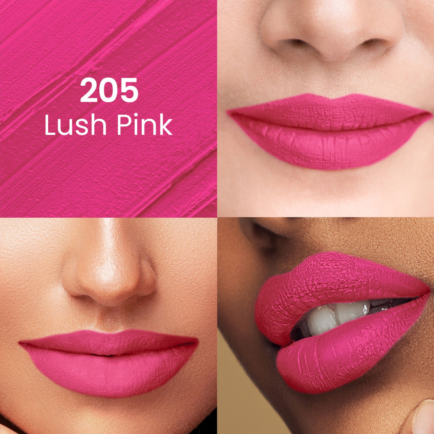 Swiss Beauty Pure Matte Lipstick , Non-Drying, Smooth Glide, Long Lasting - 205 Lush Pink