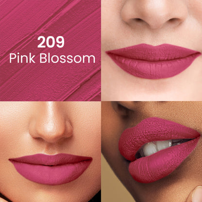 Swiss Beauty Pure Matte Lipstick , Non-Drying, Smooth Glide, Long Lasting - 209 Pink Blossom