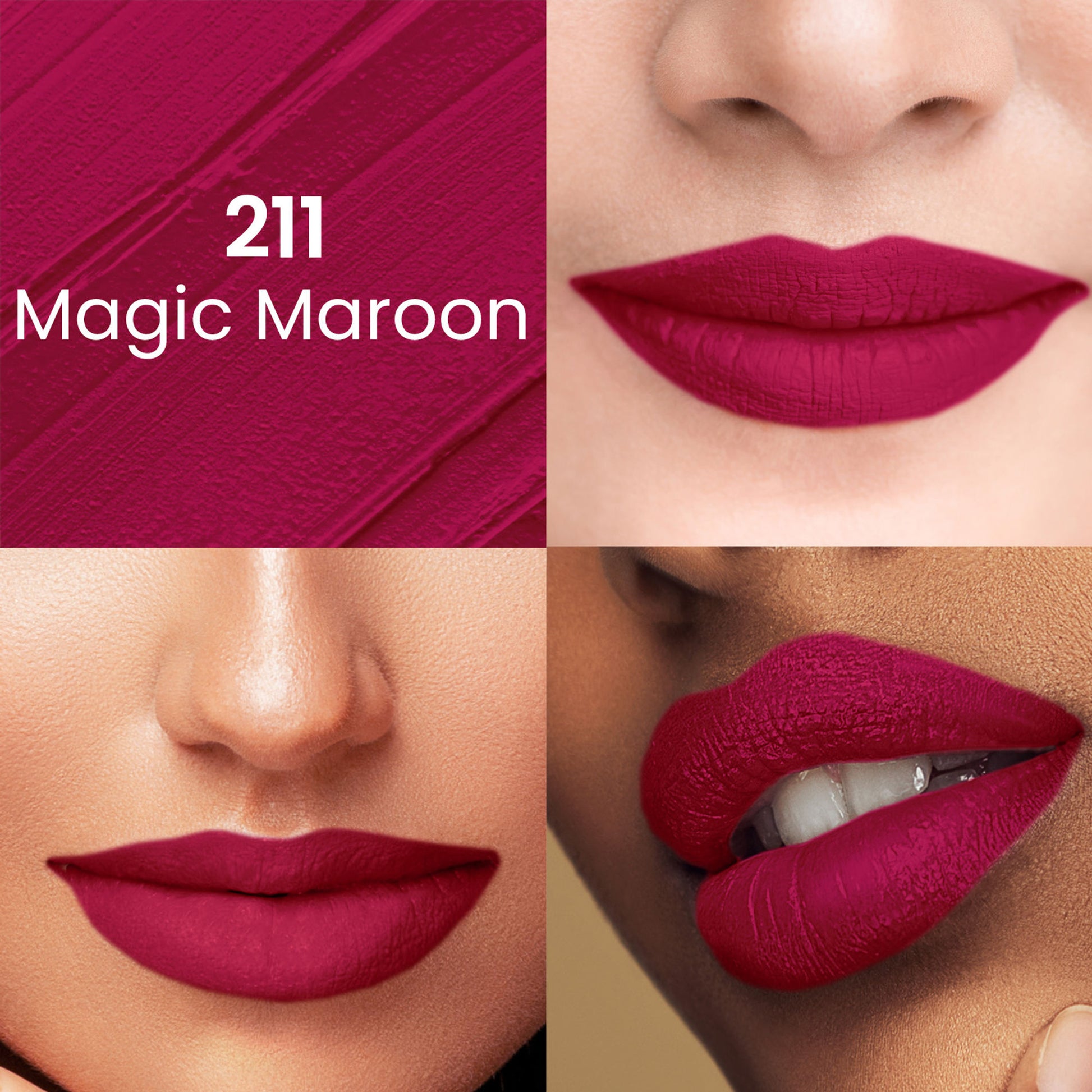 Swiss Beauty Pure Matte Lipstick , Non-Drying, Smooth Glide, Long Lasting - 211 Magic Maroon
