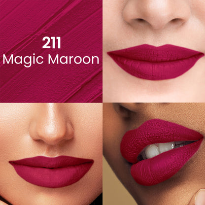 Swiss Beauty Pure Matte Lipstick , Non-Drying, Smooth Glide, Long Lasting - 211 Magic Maroon