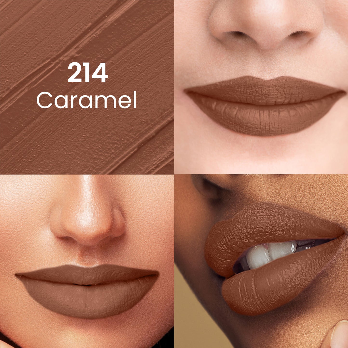Swiss Beauty Pure Matte Lipstick , Non-Drying, Smooth Glide, Long Lasting - 214 Caramel