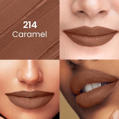 Swiss Beauty Pure Matte Lipstick , Non-Drying, Smooth Glide, Long Lasting - 214 Caramel
