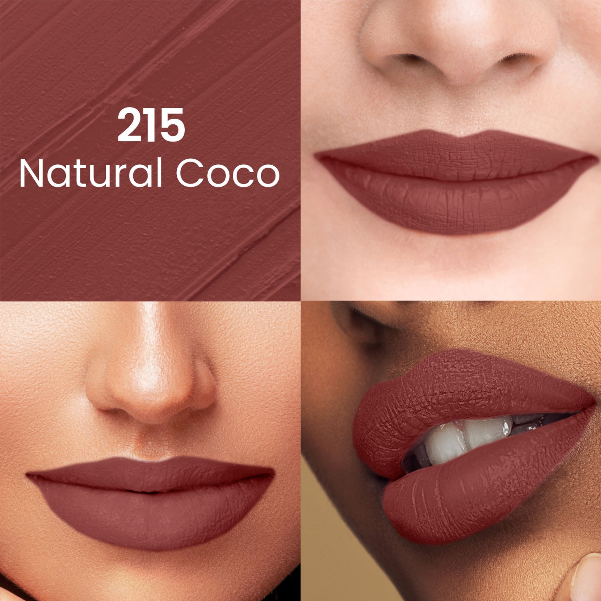 Swiss Beauty Pure Matte Lipstick , Non-Drying, Smooth Glide, Long Lasting - N215 Natural Coco