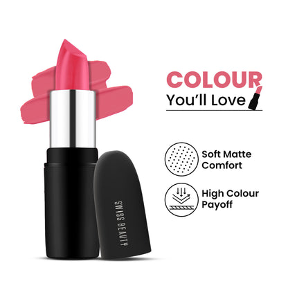 Swiss Beauty Pure Matte Lipstick , Non-Drying, Smooth Glide, Long Lasting - 216 Lust On