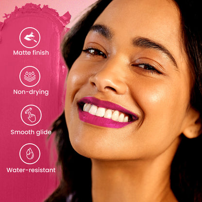 Swiss Beauty Pure Matte Lipstick , Non-Drying, Smooth Glide, Long Lasting - 219 Hot Pink