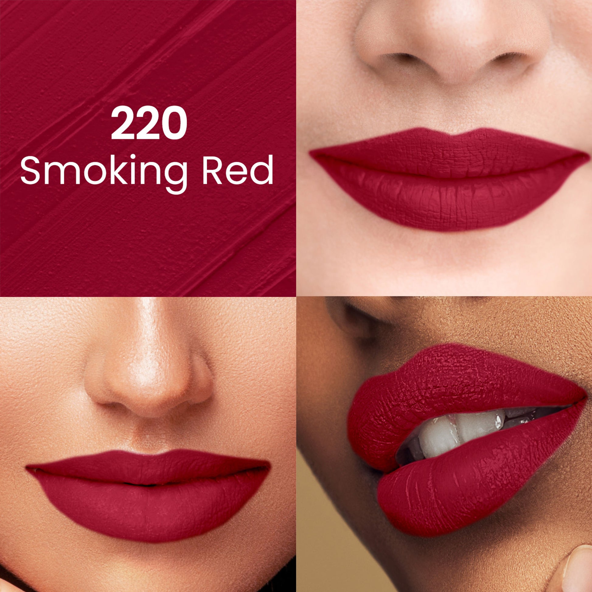 Swiss Beauty Pure Matte Lipstick , Non-Drying, Smooth Glide, Long Lasting - 220 Smoking Red