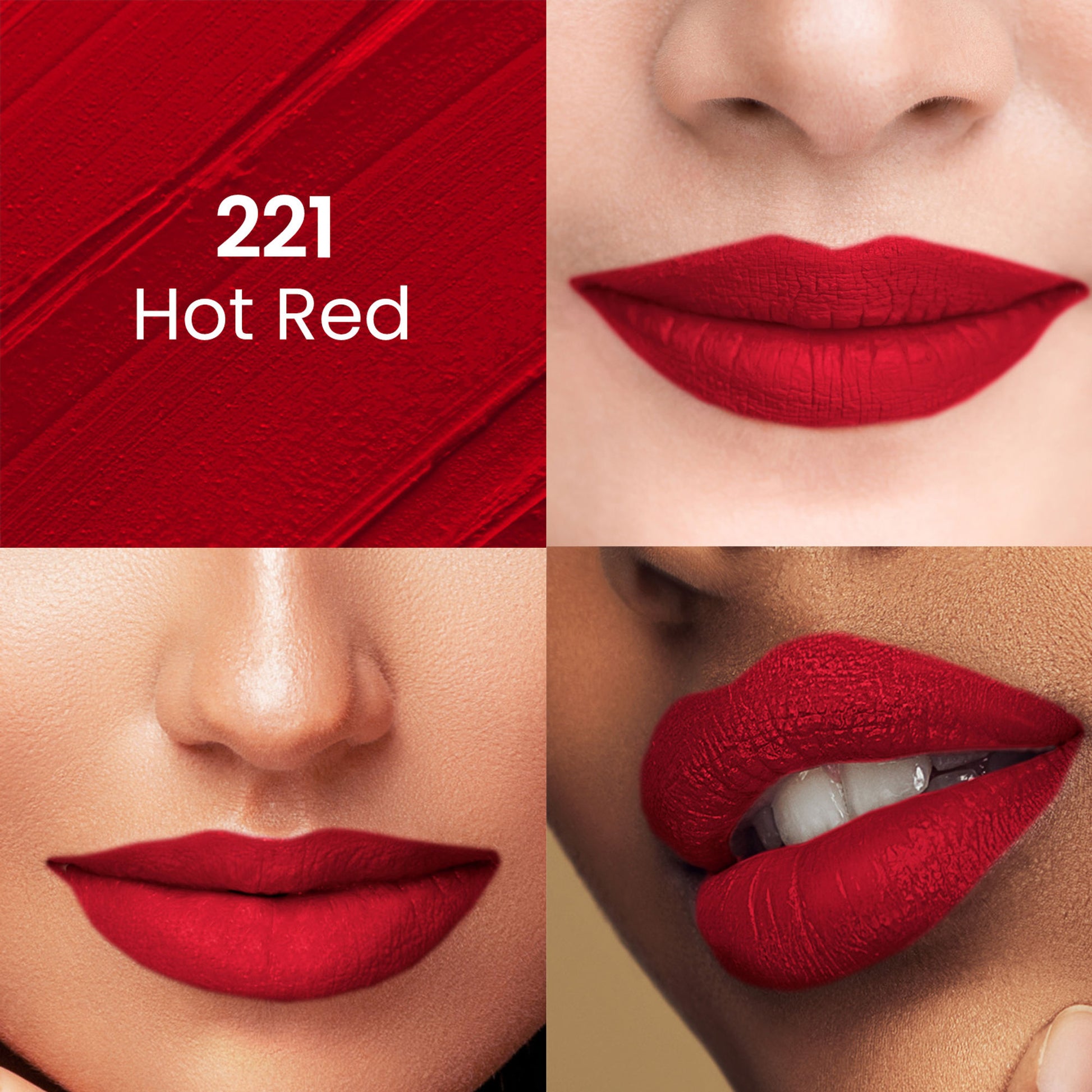 Swiss Beauty Pure Matte Lipstick , Non-Drying, Smooth Glide, Long Lasting - 221 Hot Red