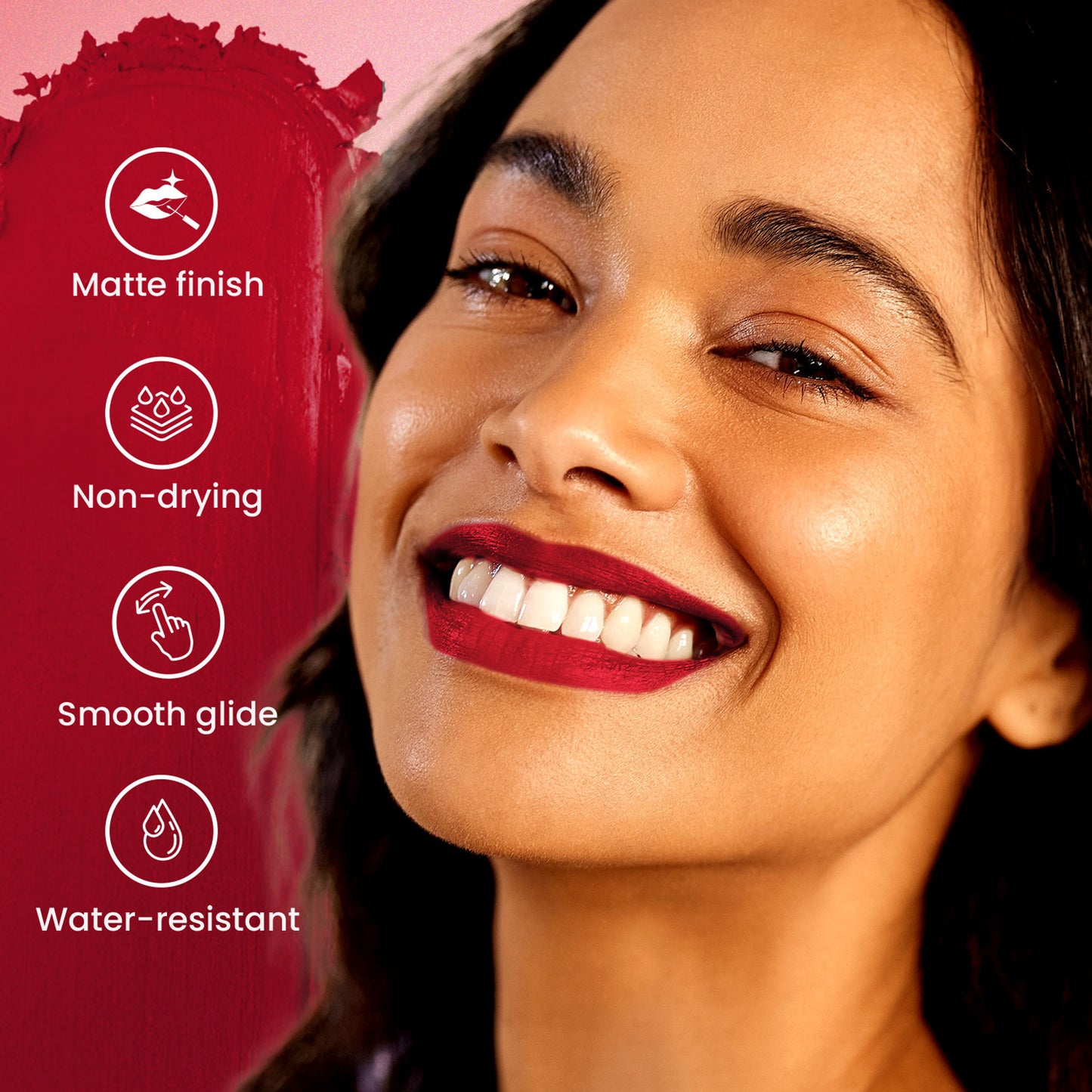 Swiss Beauty Pure Matte Lipstick , Non-Drying, Smooth Glide, Long Lasting - 221 Hot Red