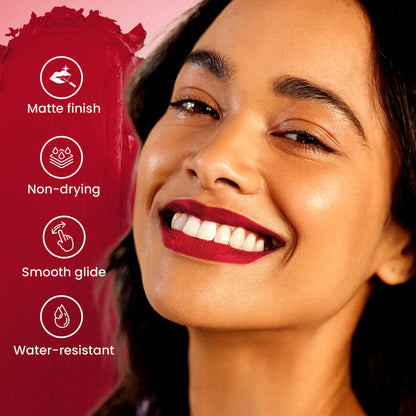 Swiss Beauty Pure Matte Lipstick , Non-Drying, Smooth Glide, Long Lasting - 221 Hot Red