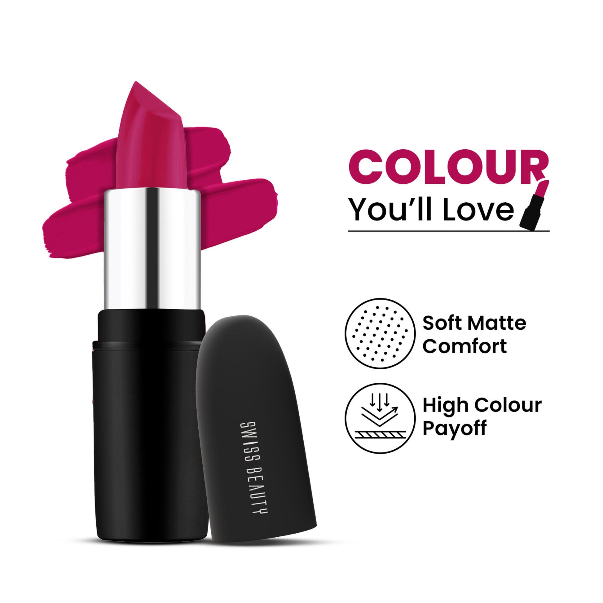 Swiss Beauty Pure Matte Lipstick , Non-Drying, Smooth Glide, Long Lasting - 223 Velvet Maroon