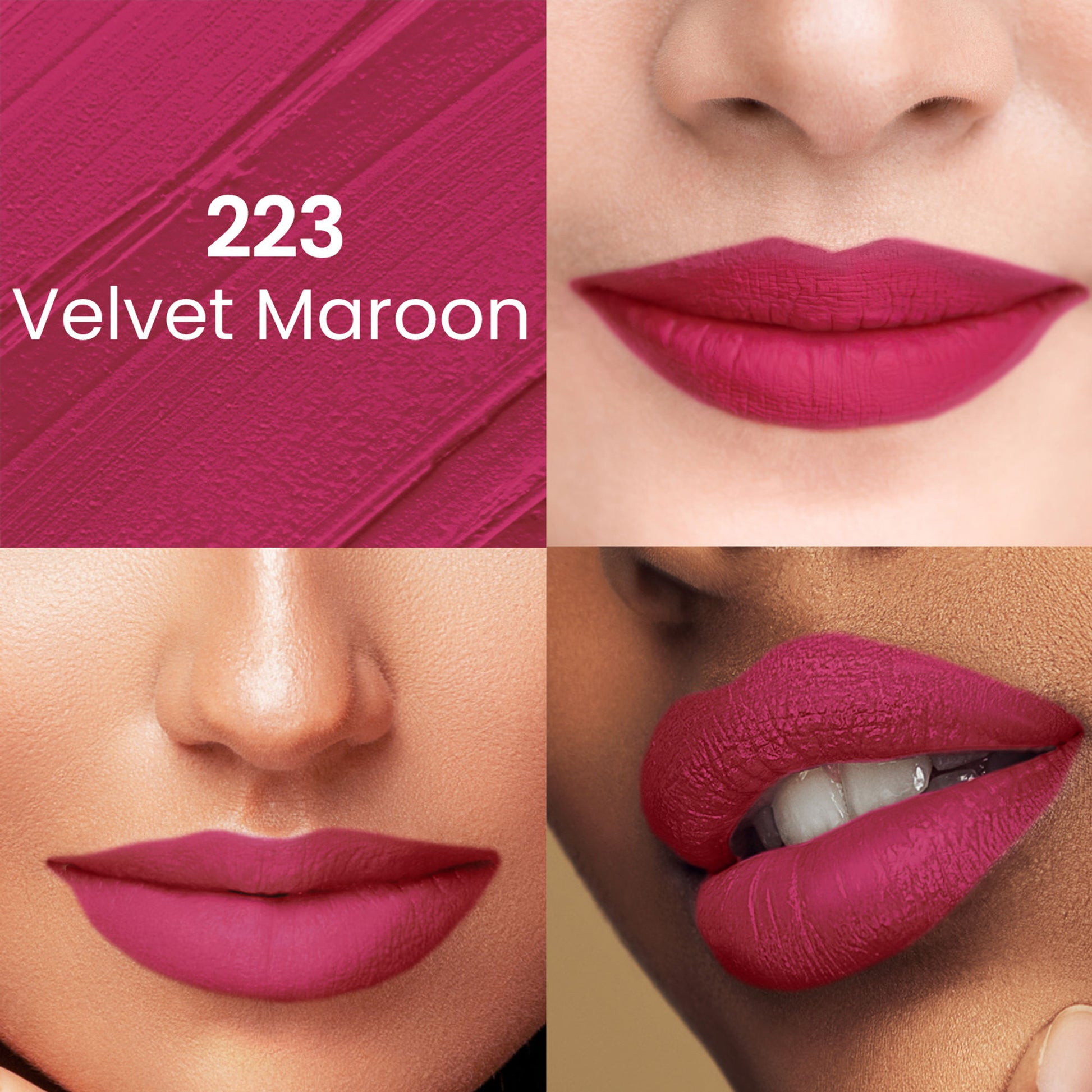Swiss Beauty Pure Matte Lipstick , Non-Drying, Smooth Glide, Long Lasting - 223 Velvet Maroon