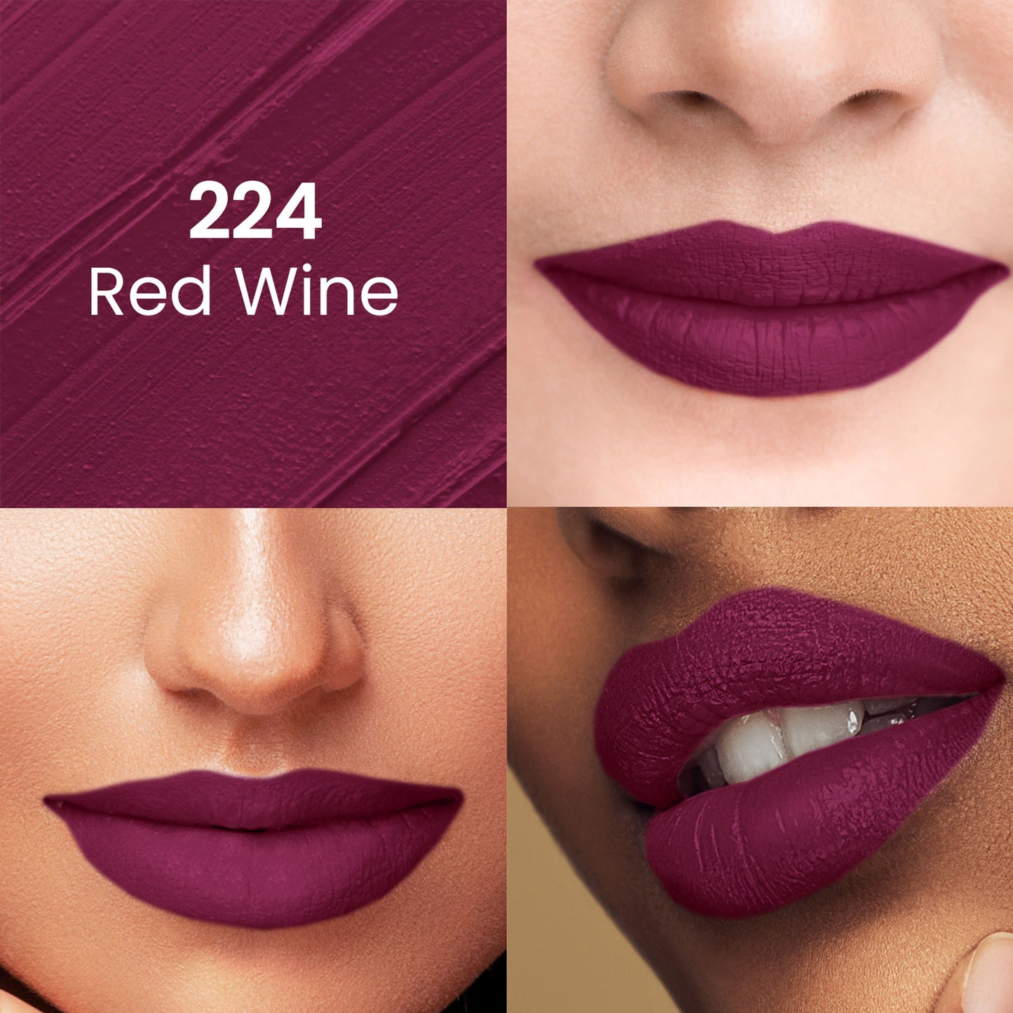 Swiss Beauty Pure Matte Lipstick , Non-Drying, Smooth Glide, Long Lasting - 224 Red Wine
