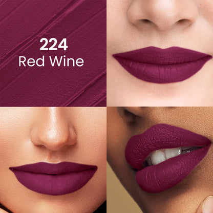 Swiss Beauty Pure Matte Lipstick , Non-Drying, Smooth Glide, Long Lasting - 224 Red Wine