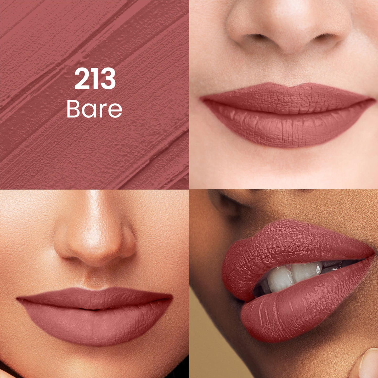 Swiss Beauty Pure Matte Lipstick , Non-Drying, Smooth Glide, Long Lasting - 213 Bare