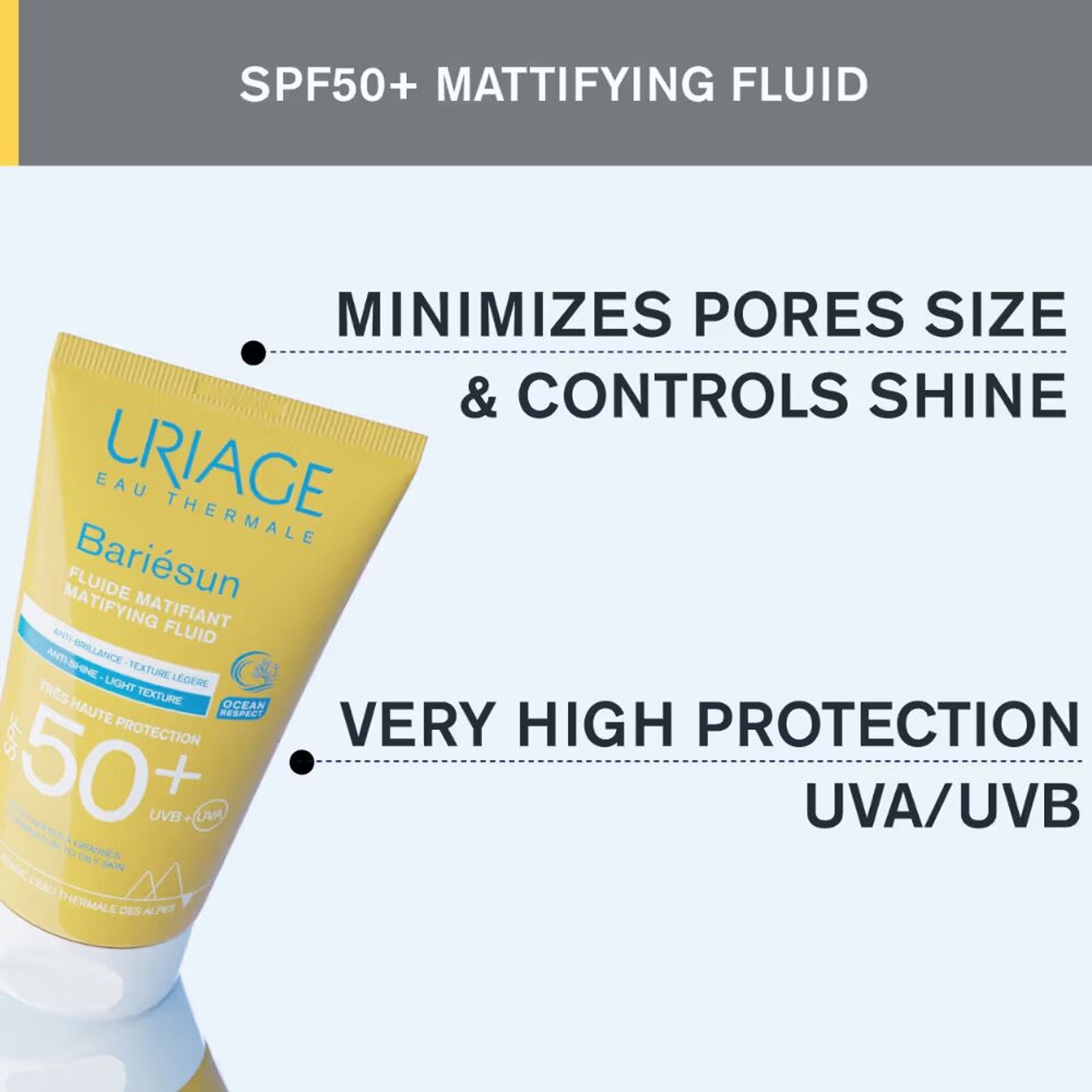 Uriage Bariesun Mattifying Sunscreen SPF50+ Light & Non-Sticky, No White Cast Dermat Recommended
