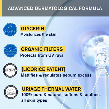 Uriage Bariesun Mattifying Sunscreen SPF50+ Light & Non-Sticky, No White Cast Dermat Recommended