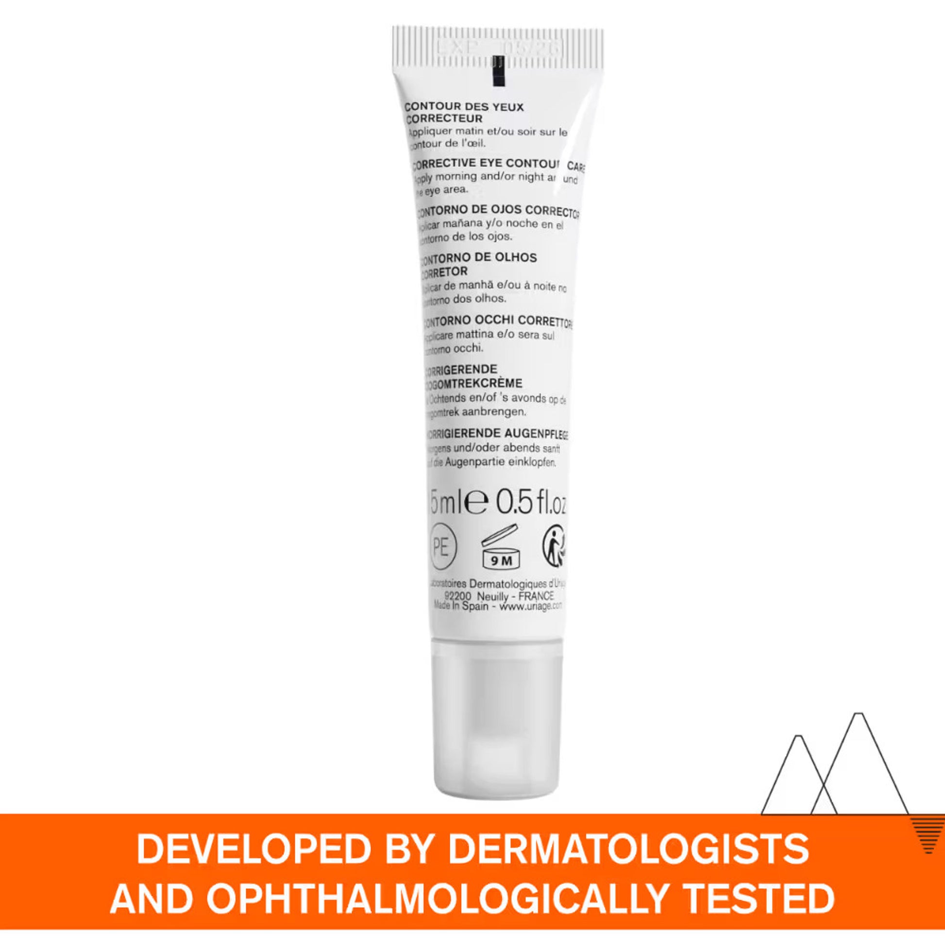Uriage Depiderm Eye Cream with Vitamin C Destran Sulfate For Dark Cicles, Puffy Eyes, Fine Lines