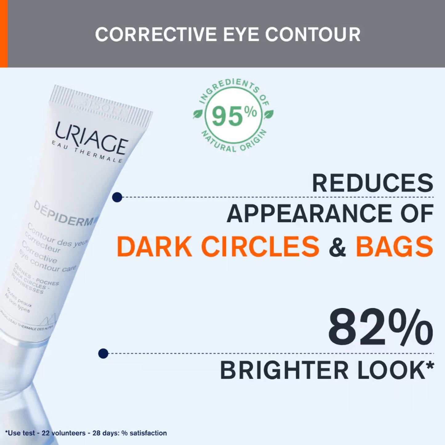 Uriage Depiderm Eye Cream with Vitamin C Destran Sulfate For Dark Cicles, Puffy Eyes, Fine Lines