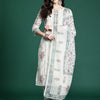 Indyancart IE Floral Printed Panelled Kurta with Trousers & Dupatta